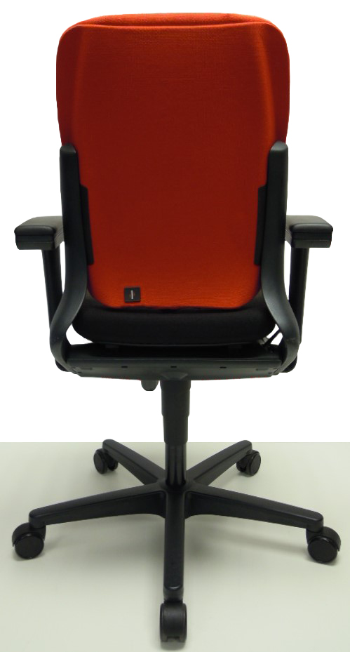 Bureaustoel Ahrend 230 extra hoge rug zwart gestoffeerde rug rood