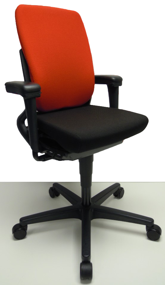 Bureaustoel Ahrend 230 extra hoge rug zwart gestoffeerde rug rood