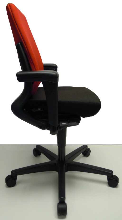 Bureaustoel Ahrend 230 extra hoge rug zwart gestoffeerde rug rood