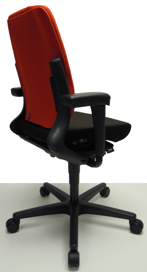 Bureaustoel Ahrend 230 extra hoge rug zwart gestoffeerde rug rood