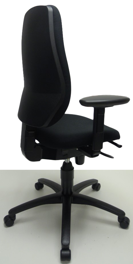 Bureaustoel Dauphin Adesso zwart verstel. armleg.