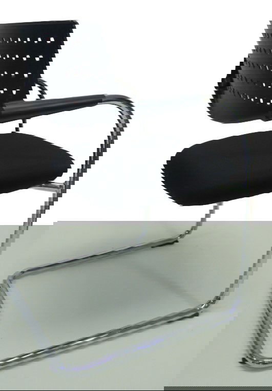 Vergaderstoel bijzetstoel bezoekersstoel Vitra Visavis zwart nieuwe stof